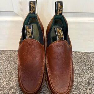 Georgia Boot Men's Rich Brown Leather Slip-Ons
